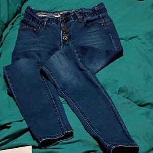 High Rise Denim Jeans with Button Detail